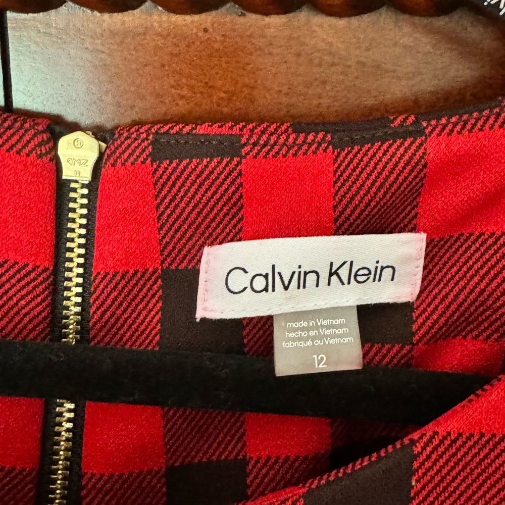 Buffalo Womens Belted Calf Midi Dress (Red and Black) Size 12 - Picture 5 of 6